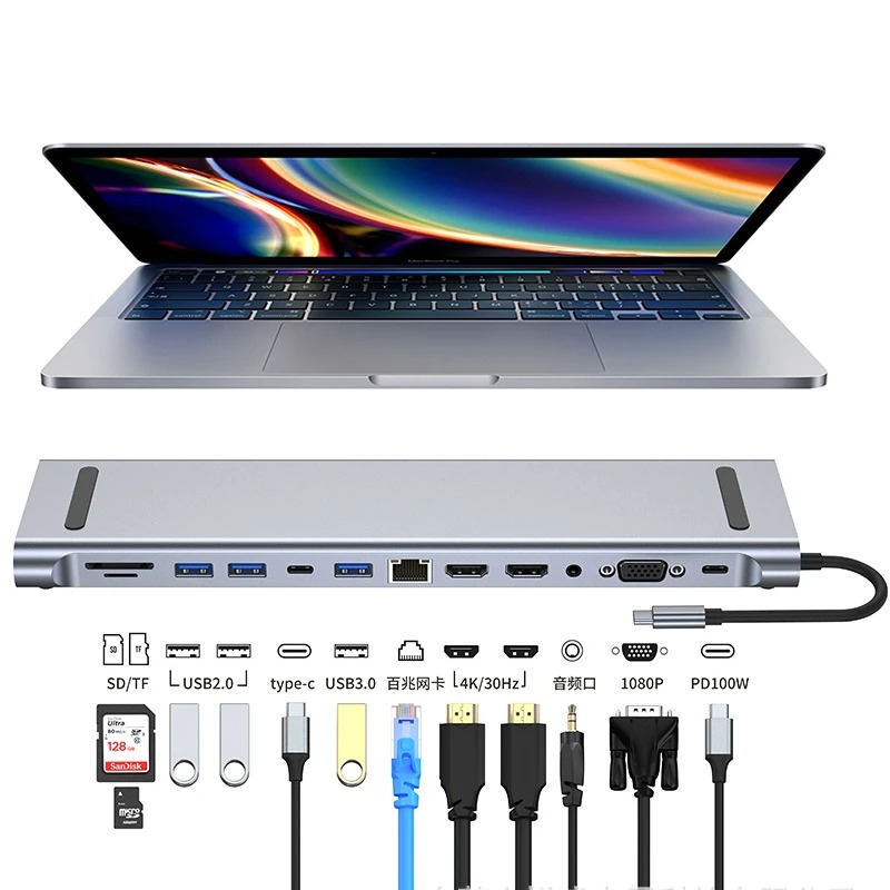 4 Hdmi Multi Monitor Video Card 4K - USB C 3,0 HUB tipo C